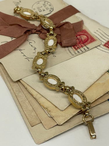 1960’s Gold Bracelet with White Cabochons Devil's Details